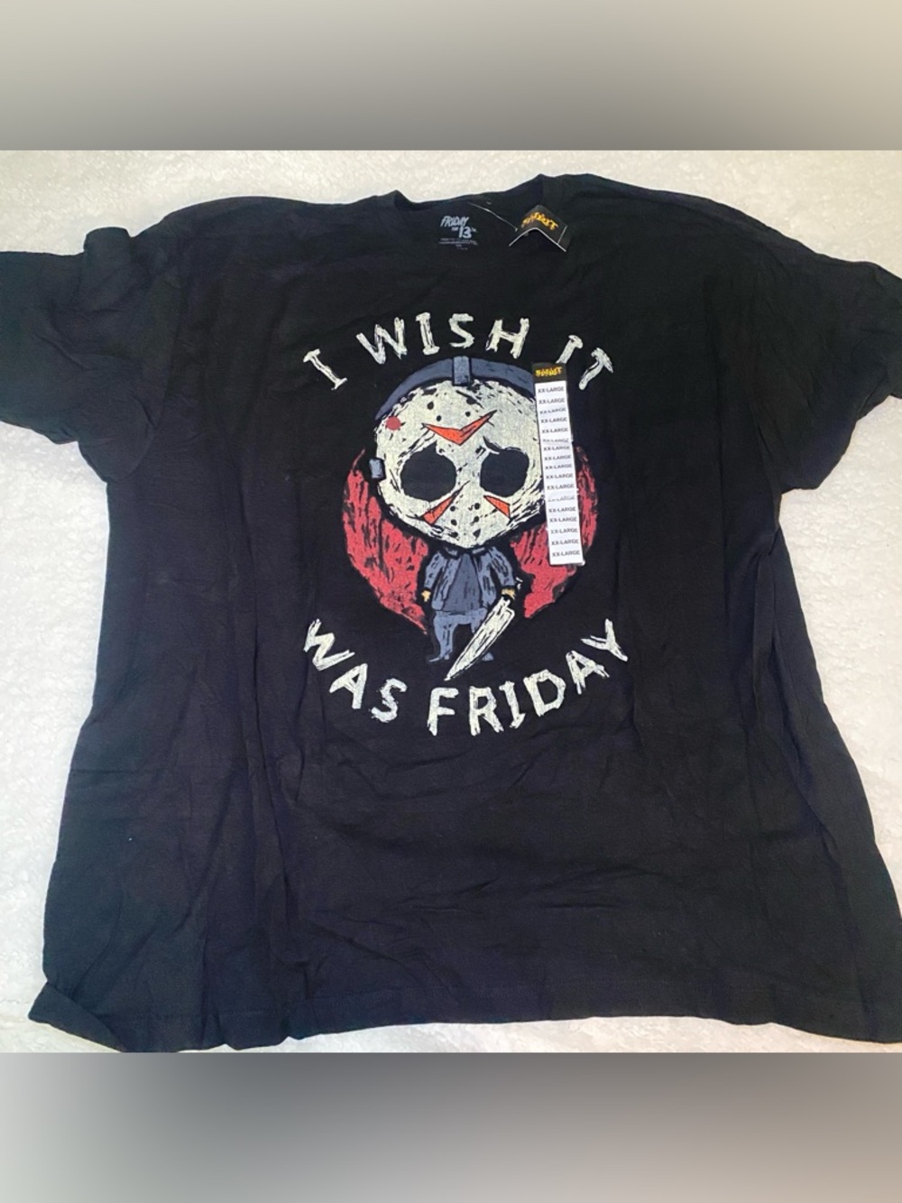 Spirit Black Graphic Tee with Red and White Horror Mask